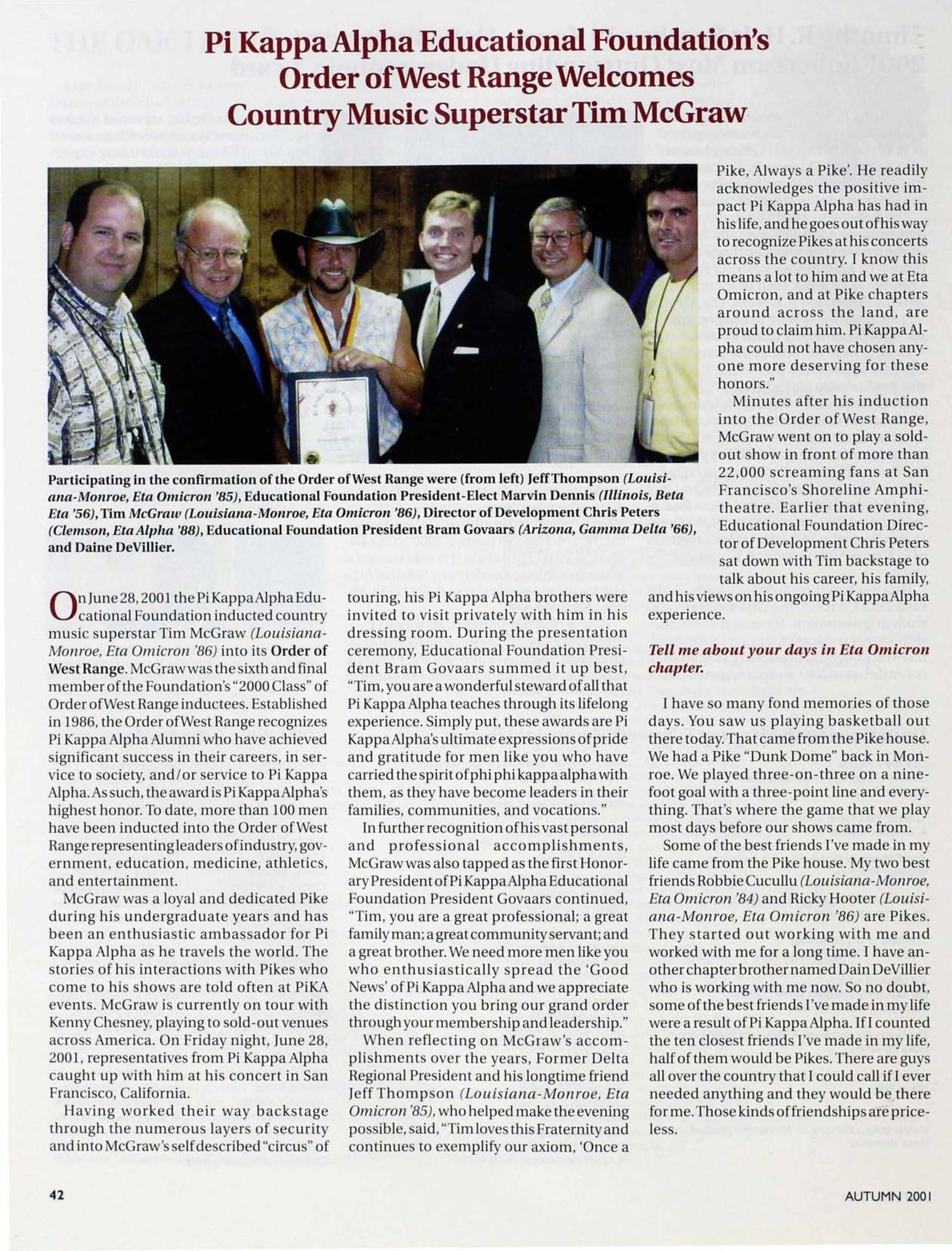 Educational Foundation: Educational Foundation's Order of West Range Welcomes..., Autumn 2001